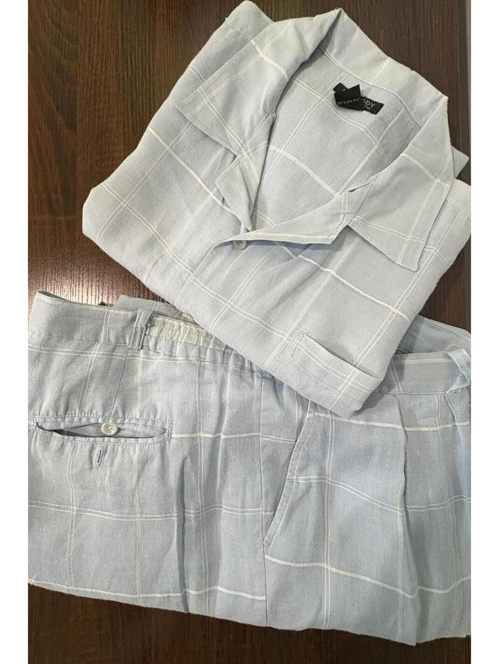 Godbody Men’s 3X 100% Linen Shirt/Pants Set 2pc Y2K Baggy